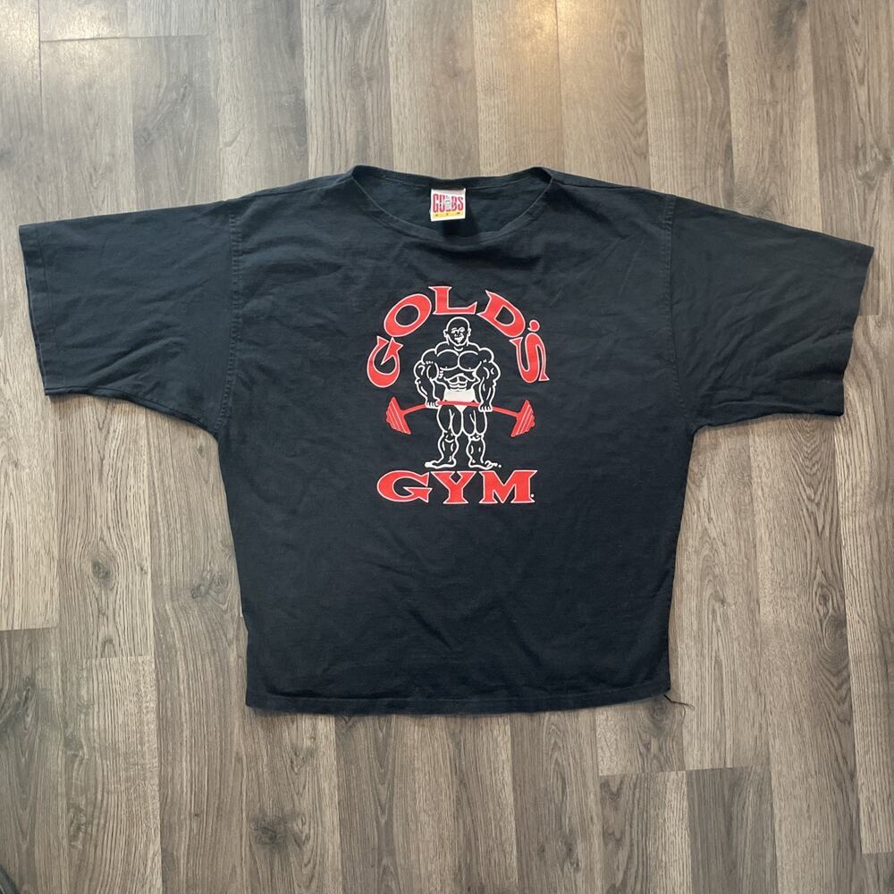 Vtg 80s Gold's Gym T-Shirt Single Stitch Small Black Muscle Joe Boxy USA Cotton